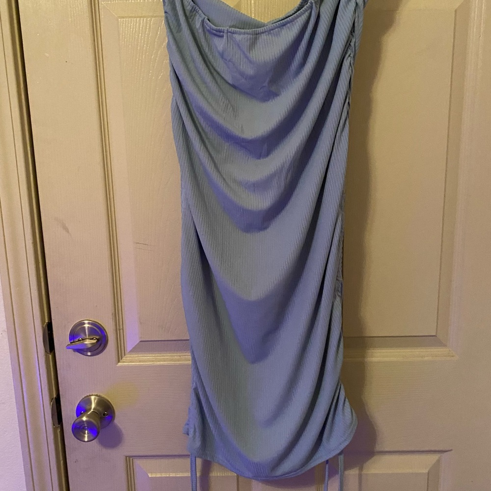 Blue ruched dress